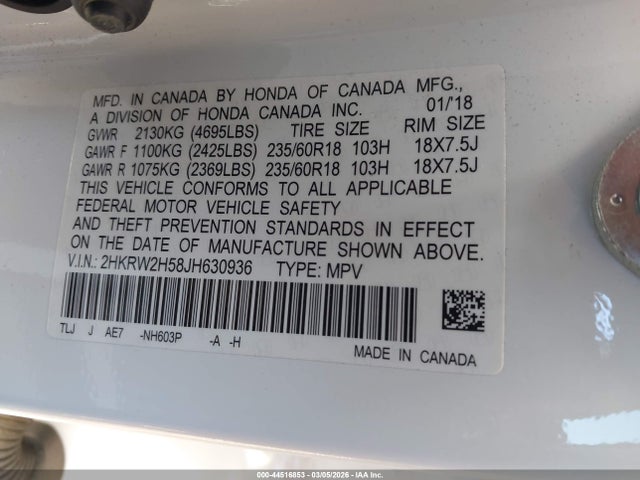 2HKRW2H58JH630936 Honda CR-V EX