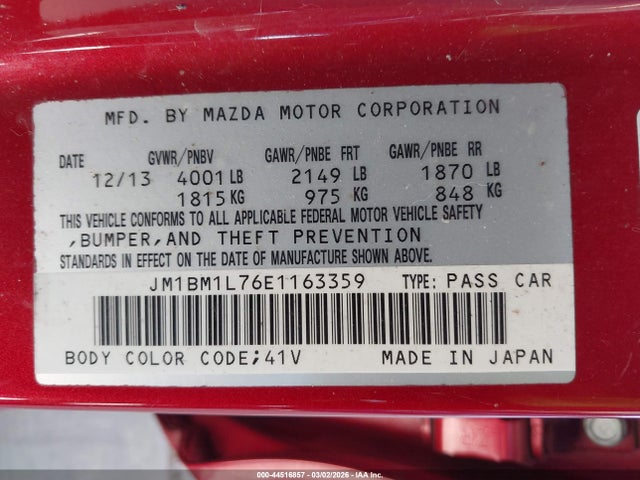 JM1BM1L76E1163359 Mazda Mazda3 I Touring