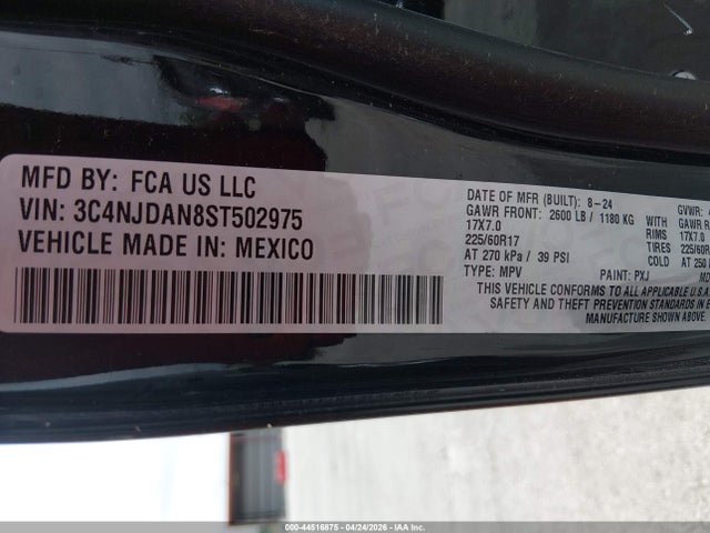 Aukcja sprzedaży 2025 Jeep Compass Sport 4x4, vin: 3C4NJDAN8ST502975, numer aukcji: 44516875