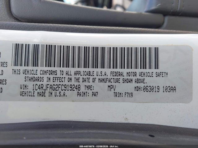 Продажа на аукционе авто 2015 Jeep Grand Cherokee Laredo, vin: 1C4RJFAG2FC919248, номер лота: 44516876