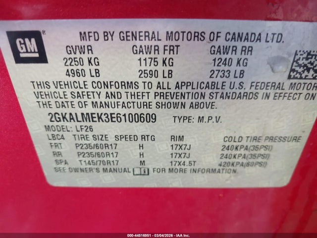 GMC Terrain Sle-1 2014 2GKALMEK3E6100609 Image 9