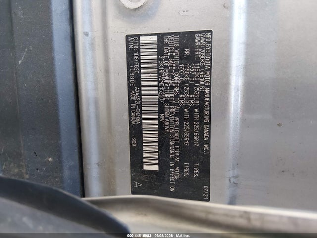 Aukcja sprzedaży 2021 Toyota Rav4 Le, vin: 2T3K1RFV2MC152507, numer aukcji: 44516983
