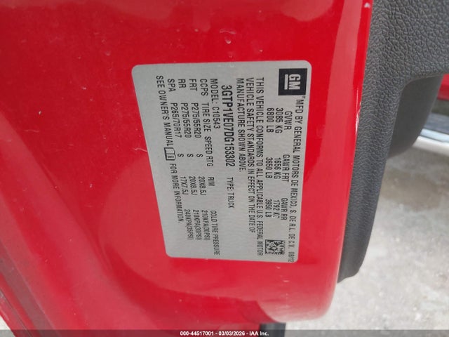 Продажа на аукционе авто 2013 Gmc Sierra 1500 Sle, vin: 3GTP1VE07DG153302, номер лота: 44517001