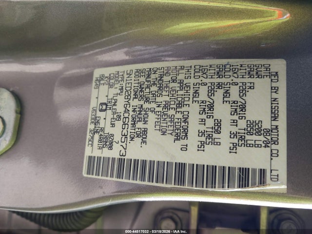 2004 NISSAN XTERRA 5N1ED28Y64C663573 Photo 8