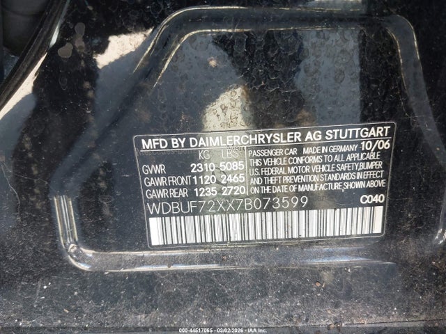 2007 MERCEDES-BENZ E 550 WDBUF72XX7B073599 Photo 8