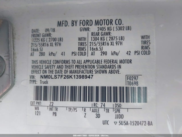Ford Transit Connect Xlt 2019 NM0LS7F26K1398947 Image 9
