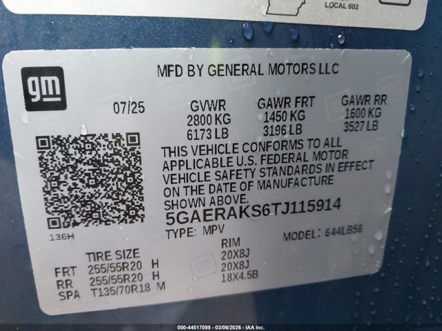 44517098 :رقم المزاد ، 5GAERAKS6TJ115914 vin ، 2026 Buick Enclave Preferred مزاد بيع