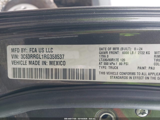 Auction sale of the 2024 Ram 3500 Tradesman  4x4 8' Box, vin: 3C63RRGL1RG358537, lot number: 44517100