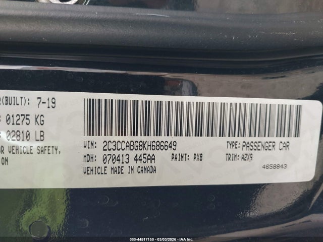 Продажа на аукционе авто 2019 Chrysler 300 300s, vin: 2C3CCABG8KH686649, номер лота: 44517150