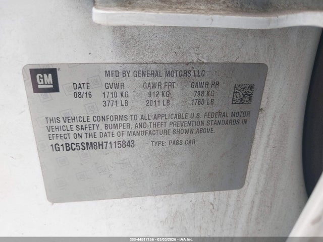 1G1BC5SM8H7115843 Chevrolet Cruze Ls Auto