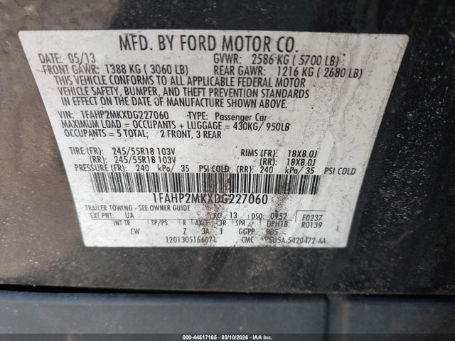 Продаж на аукціоні авто 2013 Ford Police Interceptor, vin: 1FAHP2MKXDG227060, номер лоту: 44517165