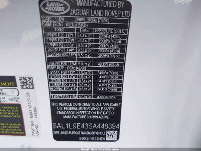 SAL1L9E43SA448394 Land Rover Range Rover Sport P460 Dynamic Se
