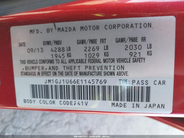 JM1GJ1U66E1145769 Mazda Mazda6 I Sport
