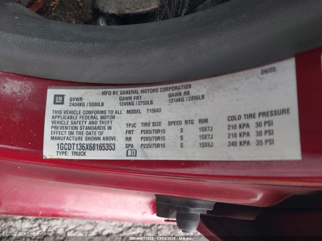 2006 CHEVROLET COLORADO 1GCDT136X68165353 Photo 8