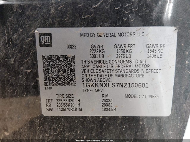 1GKKNXLS7NZ150601 GMC Acadia Awd Denali