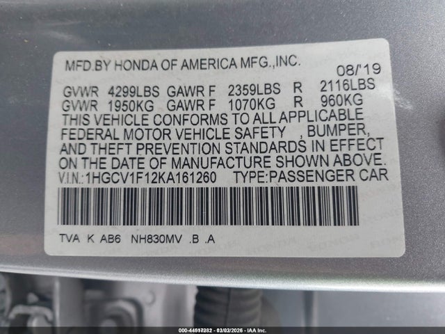 1HGCV1F12KA161260 Honda ACCORD LX