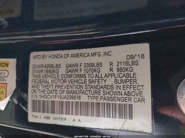 1HGCV1F19JA239516 Honda ACCORD LX