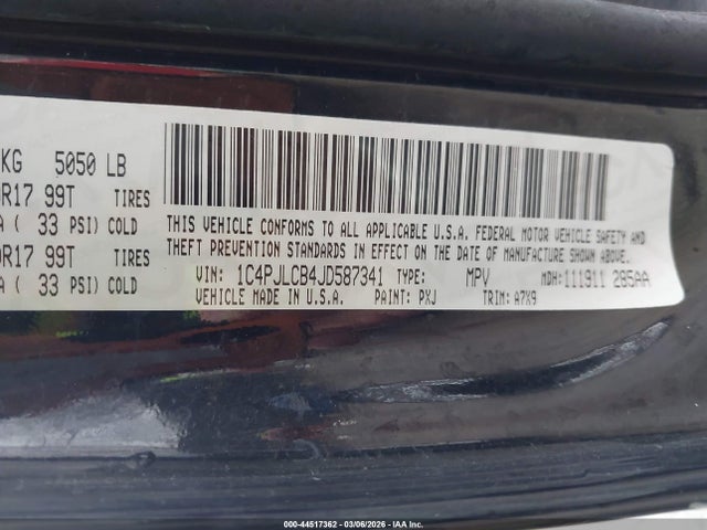 Продажа на аукционе авто 2018 Jeep Cherokee Latitude Fwd, vin: 1C4PJLCB4JD587341, номер лота: 44517362