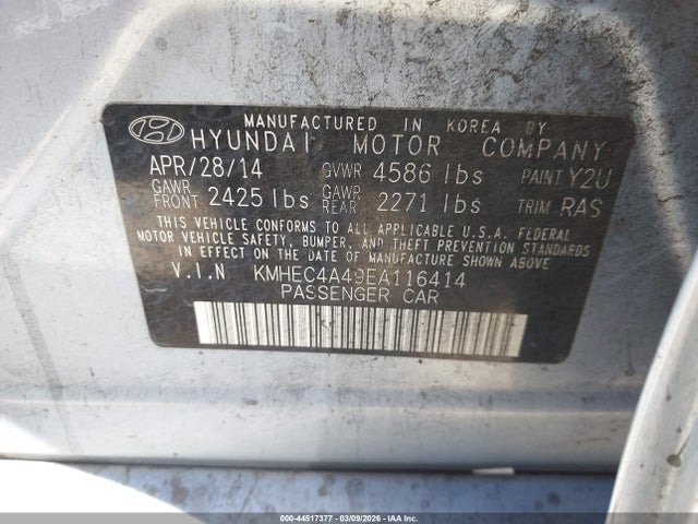 Hyundai SONATA HYBRID 2014 KMHEC4A49EA116414 Image 9