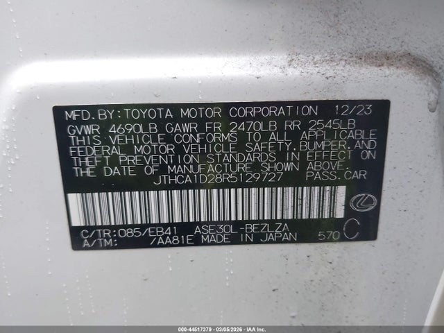 44517379 :رقم المزاد ، JTHCA1D28R5129727 vin ، 2024 Lexus Is 300 مزاد بيع