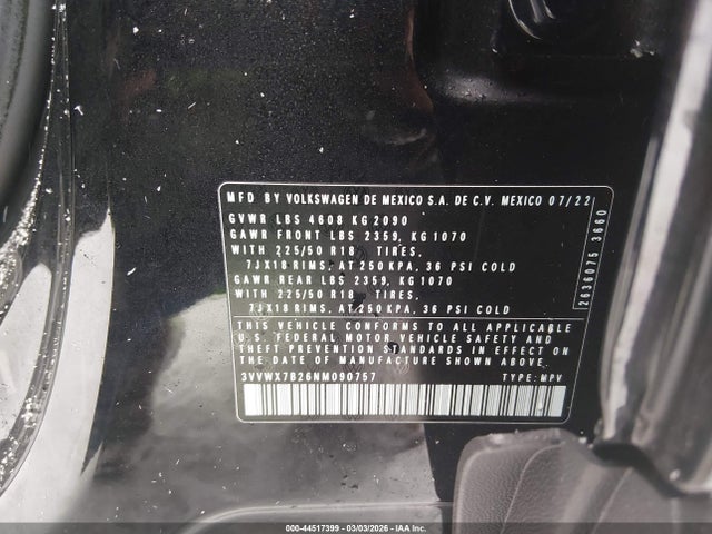 2022 VOLKSWAGEN TAOS 3VVWX7B26NM090757 Photo 8