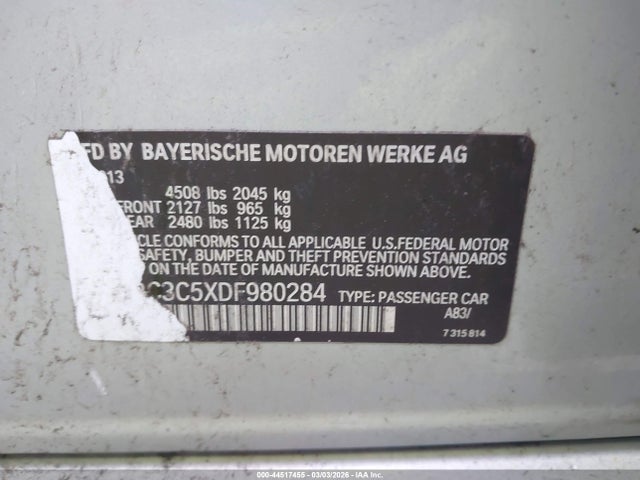 Продажа на аукционе авто 2013 Bmw 320i Xdrive, vin: WBA3C3C5XDF980284, номер лота: 44517455