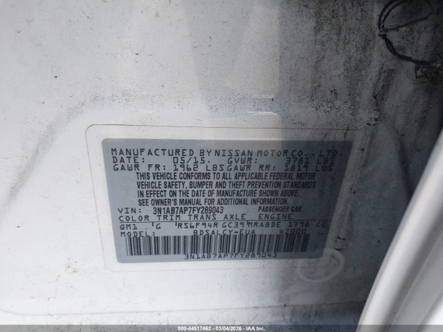 Nissan SENTRA S 2015 3N1AB7AP7FY289043 Image 9