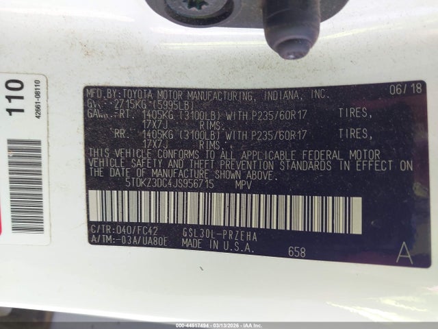 2018 TOYOTA SIENNA 5TDKZ3DC4JS956715 Photo 8