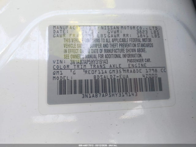 3N1AB7AP5HY319143 Nissan SENTRA SV