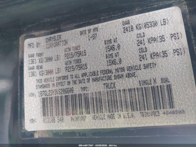 1997 DODGE DAKOTA 1B7GL23Y3VS206606 Photo 8