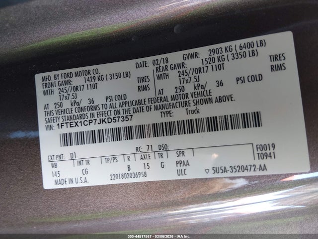 Ford F-150 Xl 2018 1FTEX1CP7JKD57357 Image 9