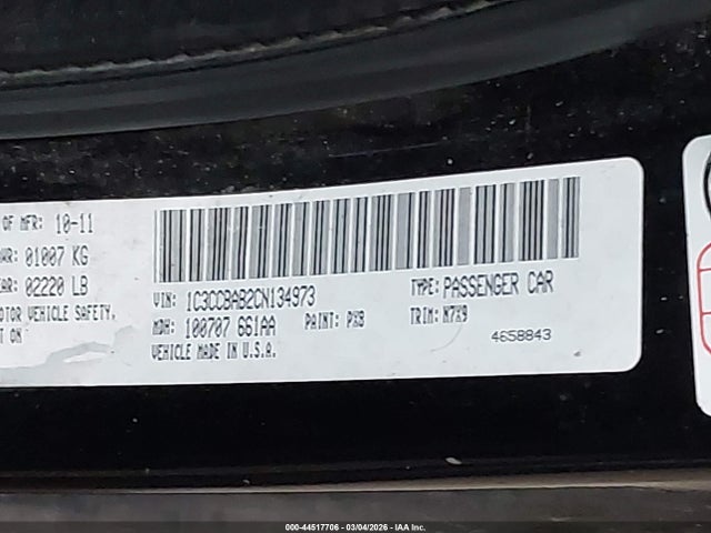 Продажа на аукционе авто 2012 Chrysler 200 Lx, vin: 1C3CCBAB2CN134973, номер лота: 44517706