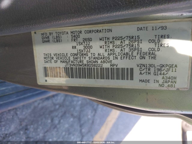 1994 TOYOTA 4RUNNER JT3VN39W5R8058222 Photo 8