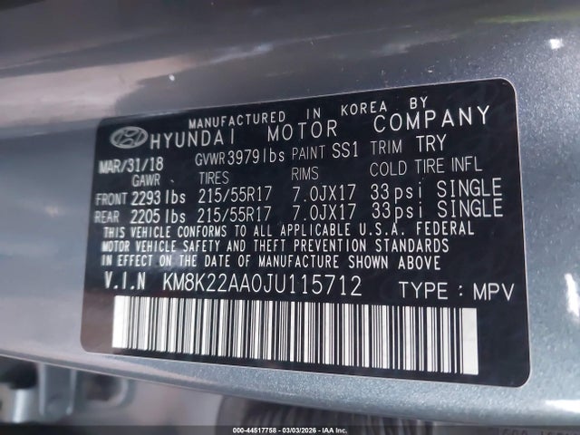 2018 HYUNDAI KONA KM8K22AA0JU115712 Photo 8