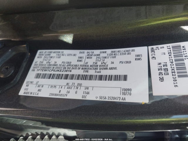1FTEW1CP0JKE23816 Ford F-150 Xlt