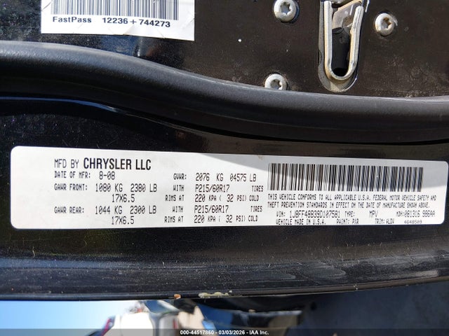 44517860 :رقم المزاد ، 1J8FF48B39D107581 vin ، 2009 Jeep Patriot Limited مزاد بيع