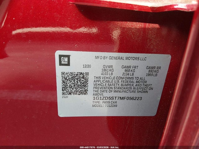 2021 CHEVROLET MALIBU 1G1ZD5ST7MF056223 Photo 8