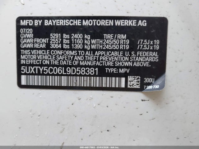 2020 BMW X3 5UXTY5C06L9D58381 Photo 8