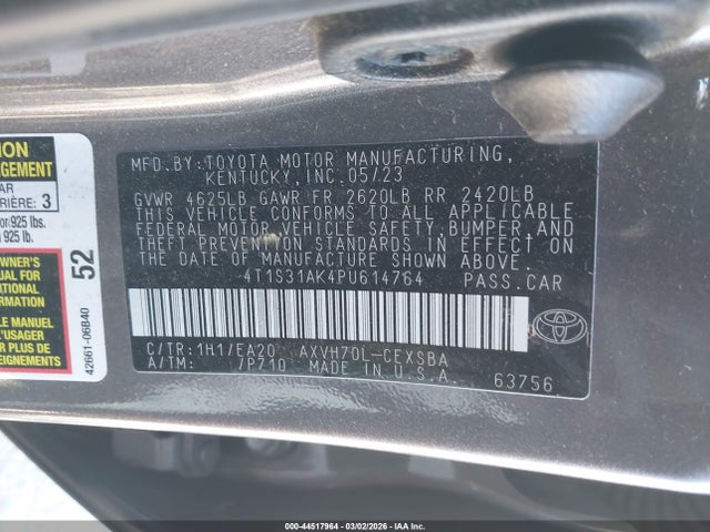 4T1S31AK4PU614764 Toyota Camry Se Hybrid