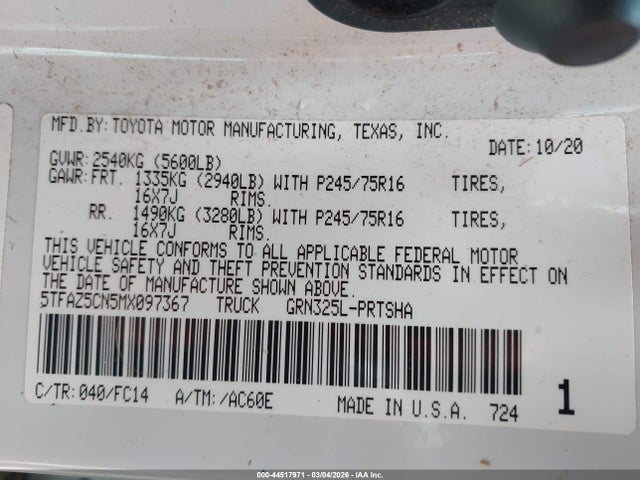 2021 TOYOTA TACOMA 5TFAZ5CN5MX097367 Photo 8