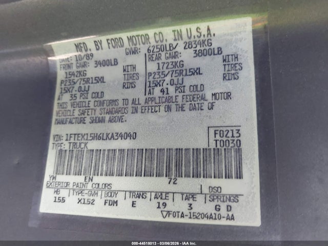 1990 FORD F150 1FTEX15H6LKA34040 Photo 8