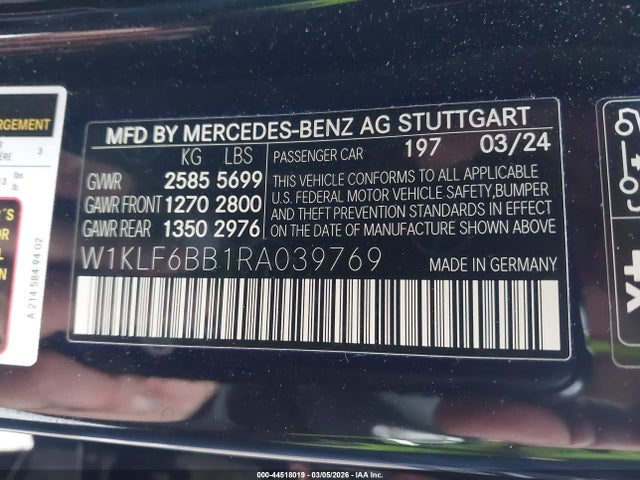 Продажа на аукционе авто 2024 Mercedes-benz E 450 4matic, vin: W1KLF6BB1RA039769, номер лота: 44518019