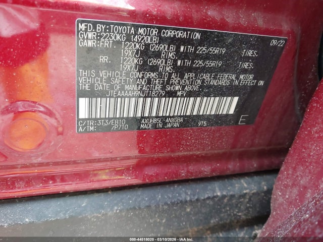 2022 TOYOTA VENZA JTEAAAAH9NJ118279 Photo 8