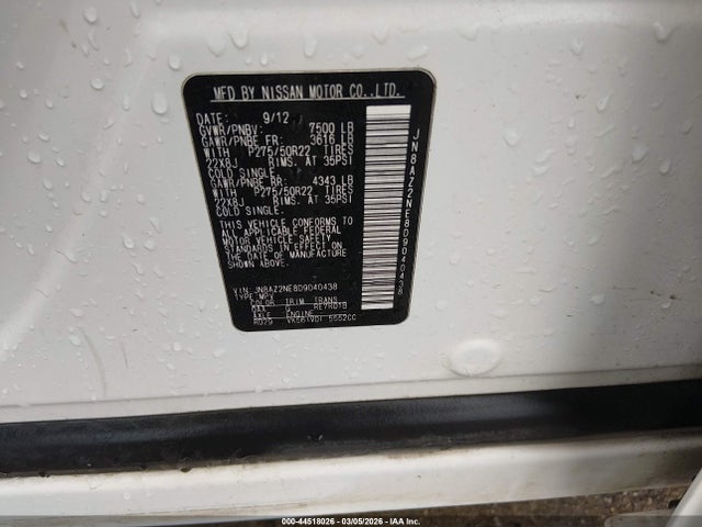 Продажа на аукционе авто 2013 Infiniti Qx56, vin: JN8AZ2NE8D9040438, номер лота: 44518026