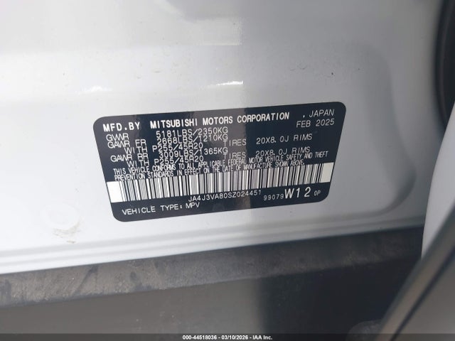 2025 MITSUBISHI OUTLANDER JA4J3VA80SZ024451 Photo 8