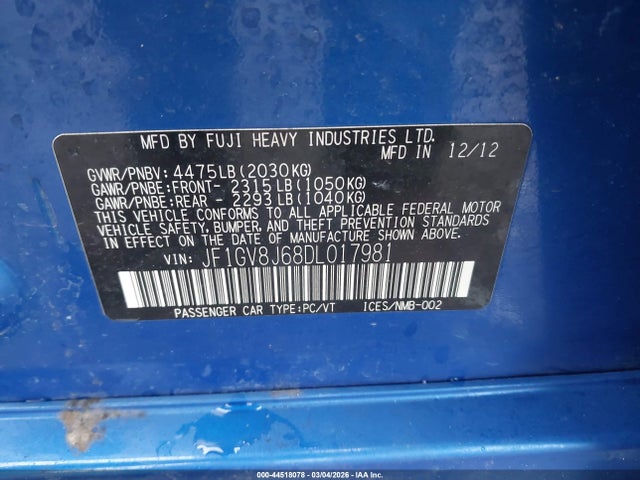 2013 SUBARU IMPREZA WRX JF1GV8J68DL017981 Photo 8