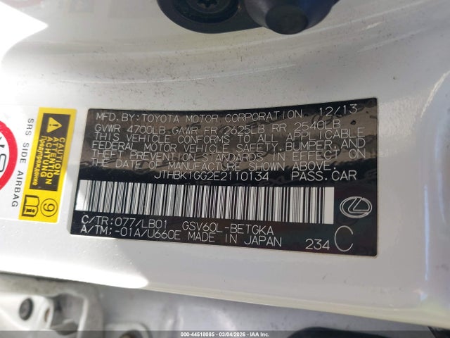 Продаж на аукціоні авто 2014 Lexus Es 350, vin: JTHBK1GG2E2110134, номер лоту: 44518085
