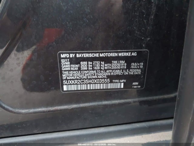 2017 Bmw X5 Sdrive35i მანქანა იყიდება აუქციონზე, vin: 5UXKR2C35H0X03555, აუქციონის ნომერი: 44518112