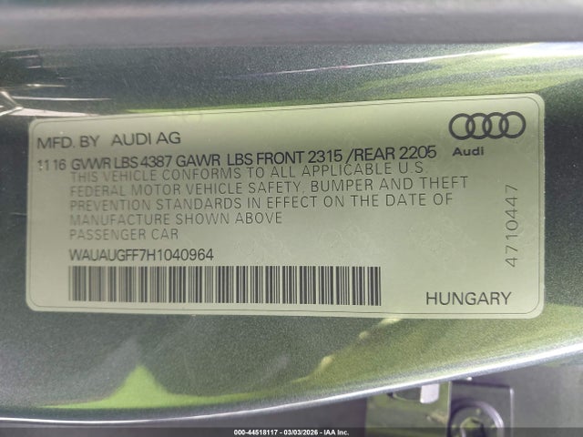 2017 AUDI A3 WAUAUGFF7H1040964 Photo 8
