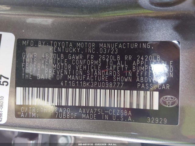 4T1G11BK3PU098777 Toyota Camry Se Awd